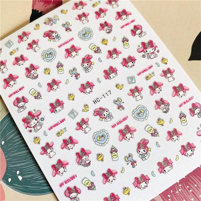 Cute Rabbit & Cat 3D Nail Art Stickers - Self-Adhesive Decals
