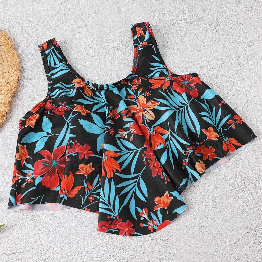 Conjunto de Bikini con Volantes de Cintura Alta para Tallas Grandes para Mujeres