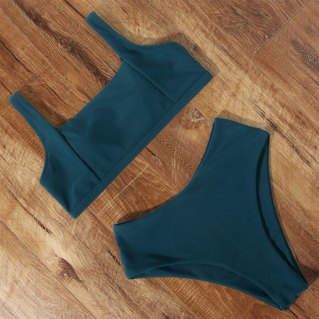 Ensemble de bikini à taille haute imprimé léopard pour femmes