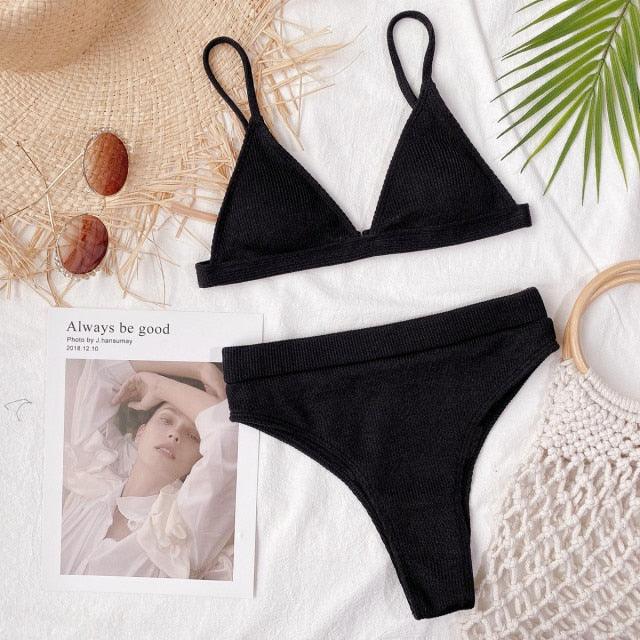 Conjunto de Bikini Elegante de Cintura Alta para Mujeres