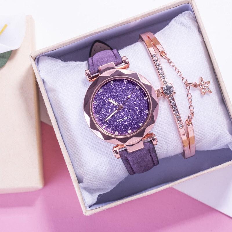 Reloj de Cuarzo para Mujeres con Pulsera de Cuero Elegante