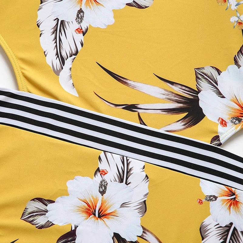 Conjunto de Bikini de Manga Larga con Estampado de Tigre para Mujeres