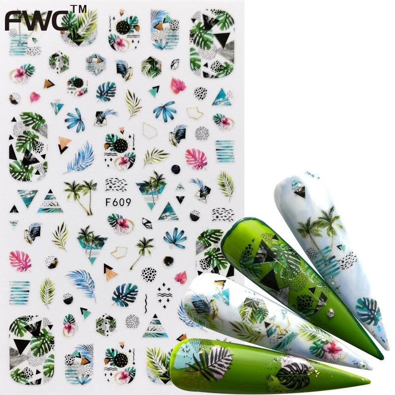Elegant 3D Black Russia Letter Nail Art Stickers with Flamingo Design - Self-Adhesive Decals for Stunning Manicures - Korvel