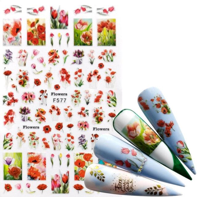 Elegant 3D Black Russia Letter Nail Art Stickers with Flamingo Design - Self-Adhesive Decals for Stunning Manicures - Korvel
