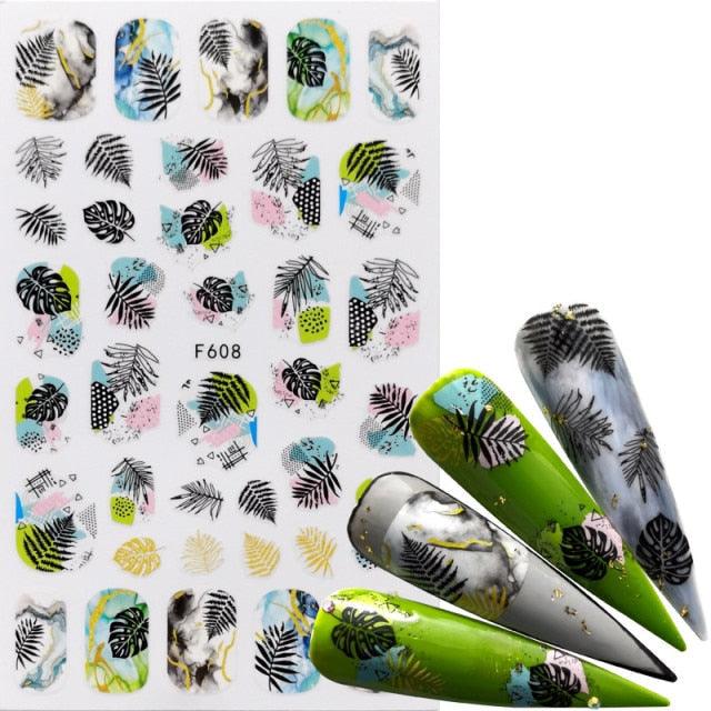 Elegant 3D Black Russia Letter Nail Art Stickers with Flamingo Design - Self-Adhesive Decals for Stunning Manicures - Korvel