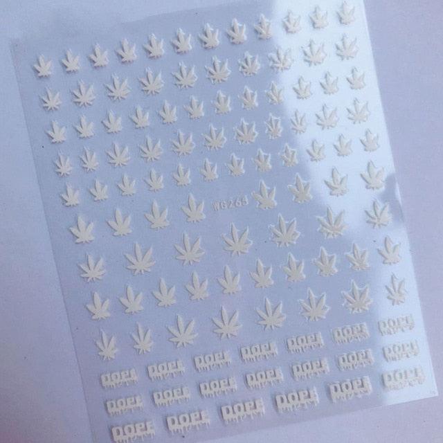 Mixed Acrylic Nail Art Stickers - Unique Leaf Designs