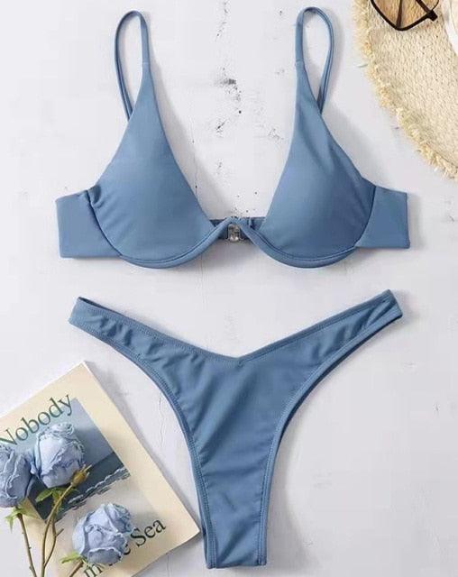 Ensemble de bikini sous-vêtement V-bar néon pour femmes