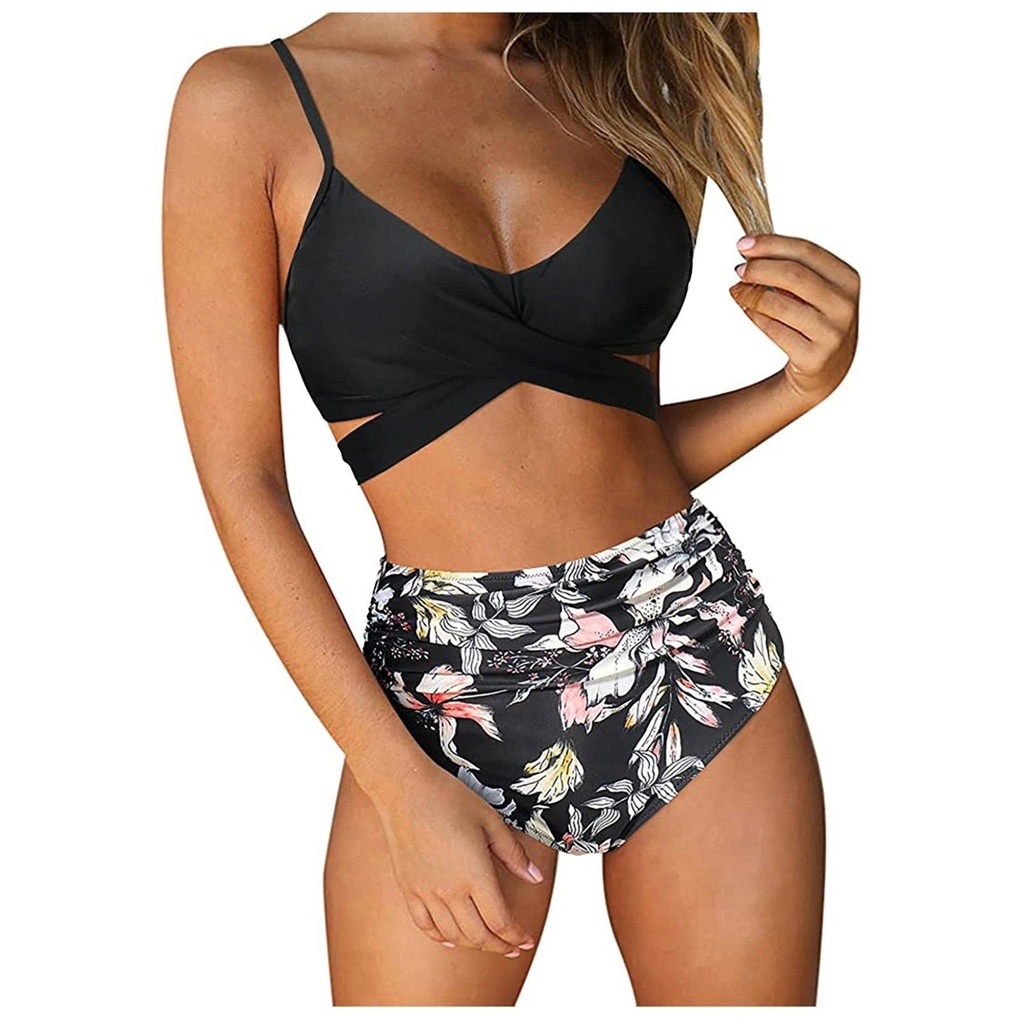 Modern Floral High Waist Bikini Set for Women