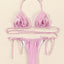 Vintage Print Handwork Bikini Set with Ruffles