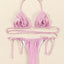 Vintage Print Handwork Bikini Set with Ruffles
