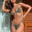 Vintage Print Handwork Bikini Set with Ruffles