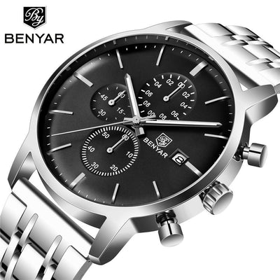 Luxury Quartz Men's Watch - Waterproof Leather Sports Wristwatch