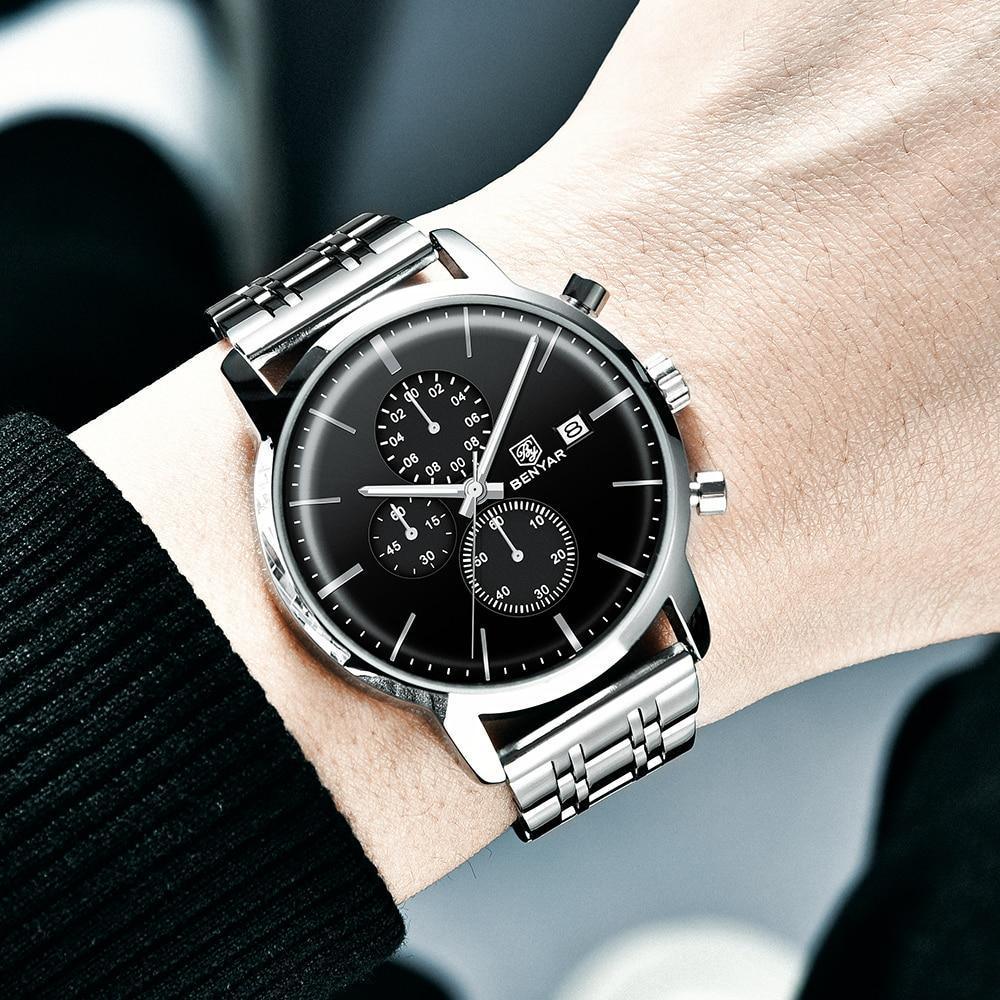 Reloj de Cuarzo de Lujo para Hombre - Reloj Deportivo de Cuero Impermeable