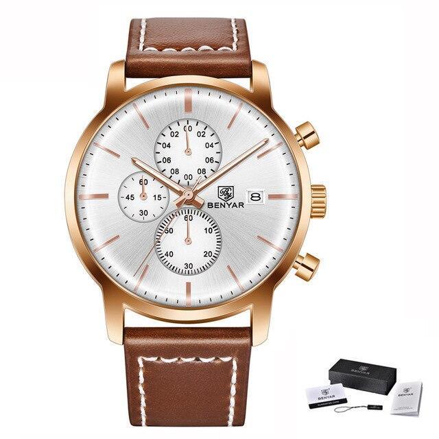 Reloj de Cuarzo de Lujo para Hombre - Reloj Deportivo de Cuero Impermeable