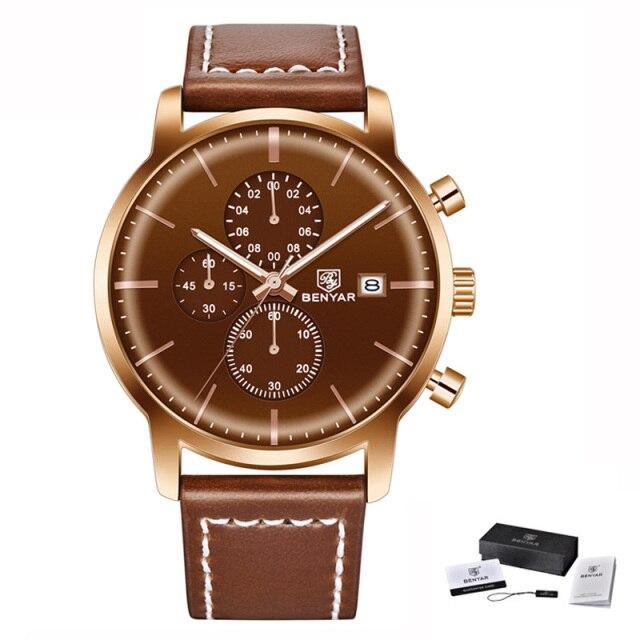 Reloj de Cuarzo de Lujo para Hombre - Reloj Deportivo de Cuero Impermeable
