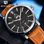 Reloj de Negocios para Hombre con Correa de Cuero Marrón de Lujo