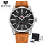 Reloj de Negocios para Hombre con Correa de Cuero Marrón de Lujo