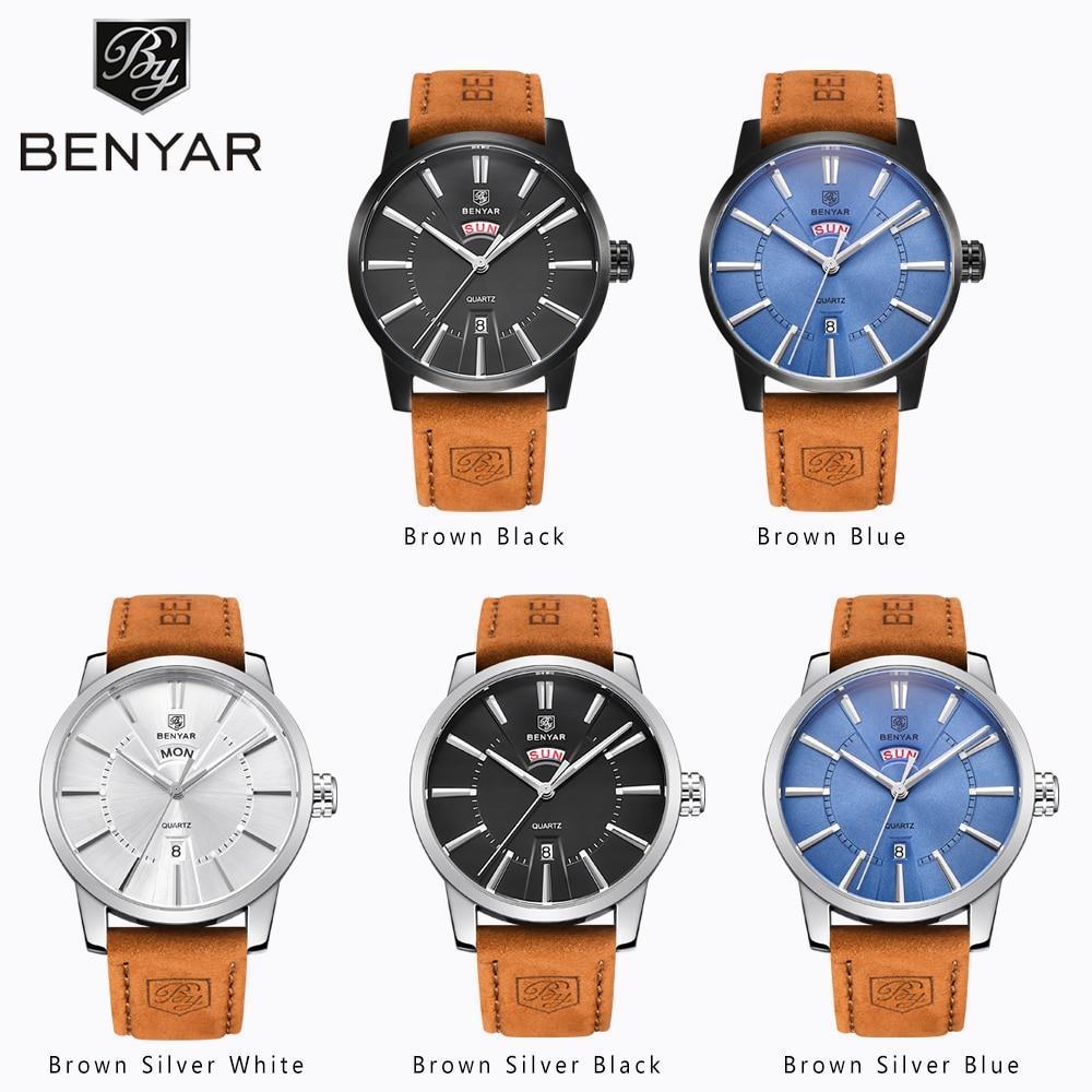 Reloj de Negocios para Hombre con Correa de Cuero Marrón de Lujo
