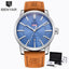 Reloj de Negocios para Hombre con Correa de Cuero Marrón de Lujo