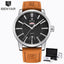 Reloj de Negocios para Hombre con Correa de Cuero Marrón de Lujo