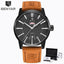 Reloj de Negocios para Hombre con Correa de Cuero Marrón de Lujo