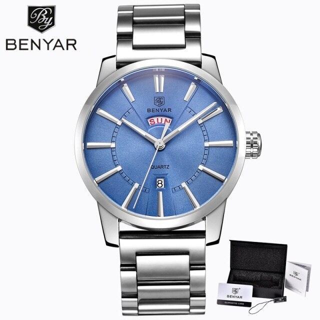 Reloj de Negocios para Hombre con Correa de Cuero Marrón de Lujo