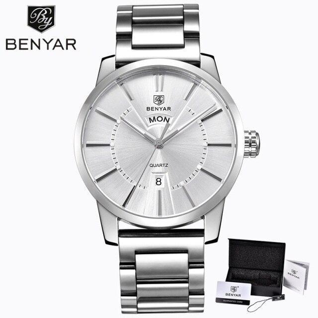 Reloj de Negocios para Hombre con Correa de Cuero Marrón de Lujo