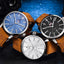 Reloj de Negocios para Hombre con Correa de Cuero Marrón de Lujo