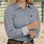 Stylish Blue Geo Print Cinch Shirt for Women - Korvel