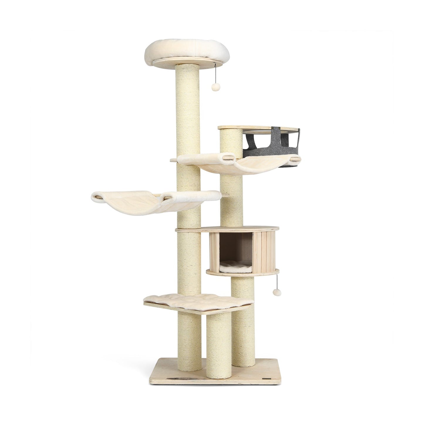 77.5-Inch Multi-Level Cat Tree Condo - Cream White