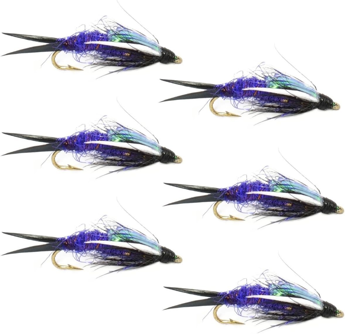 Premium Double Bead Purple Psycho Prince Nymph Flies - Size 8 (Pack of 6) - Korvel