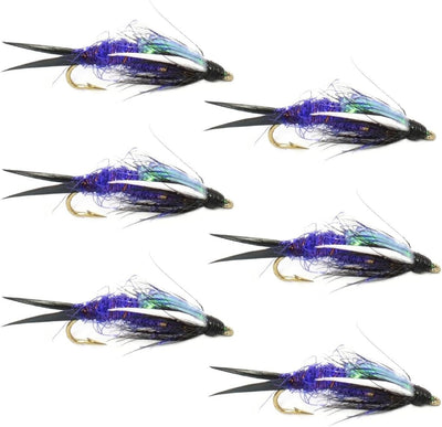 Premium Double Bead Purple Psycho Prince Nymph Flies - Size 8 (Pack of 6) - Korvel