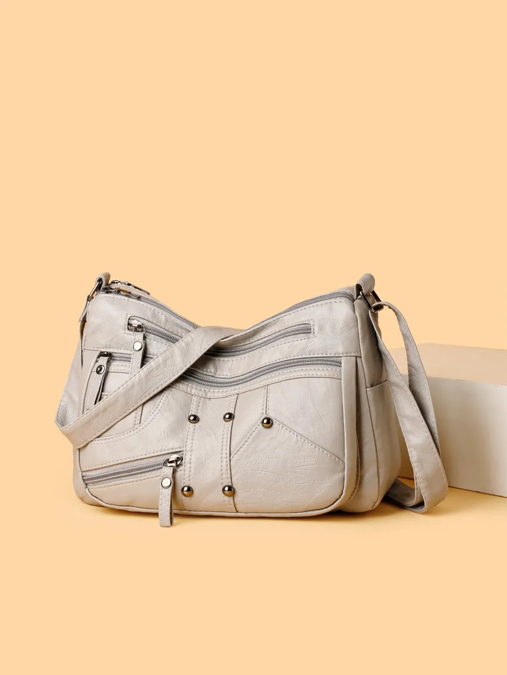 PU Leather Adjustable Strap Shoulder Bag - Korvel