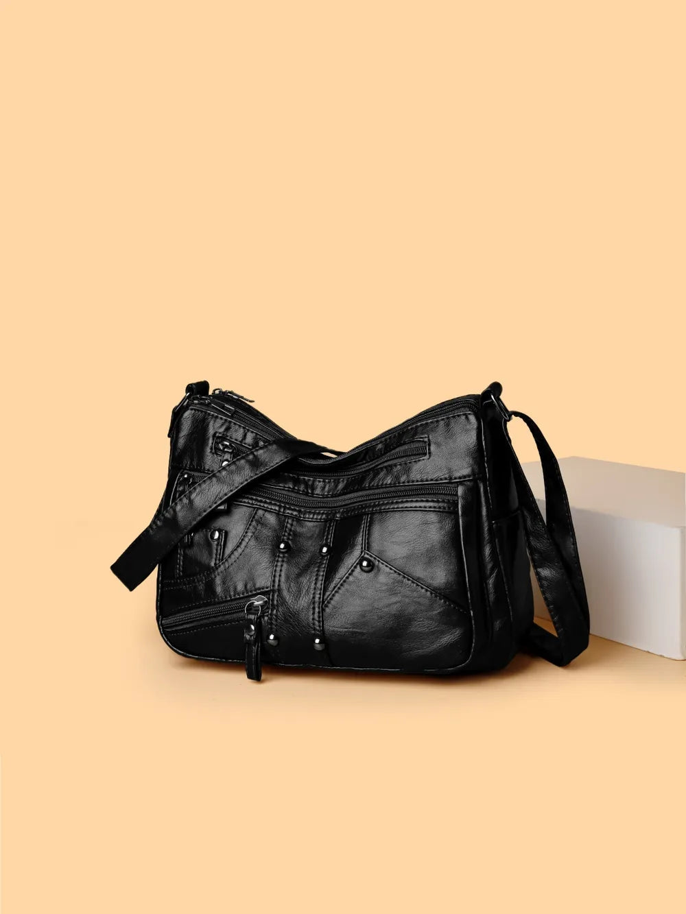 PU Leather Adjustable Strap Shoulder Bag - Korvel