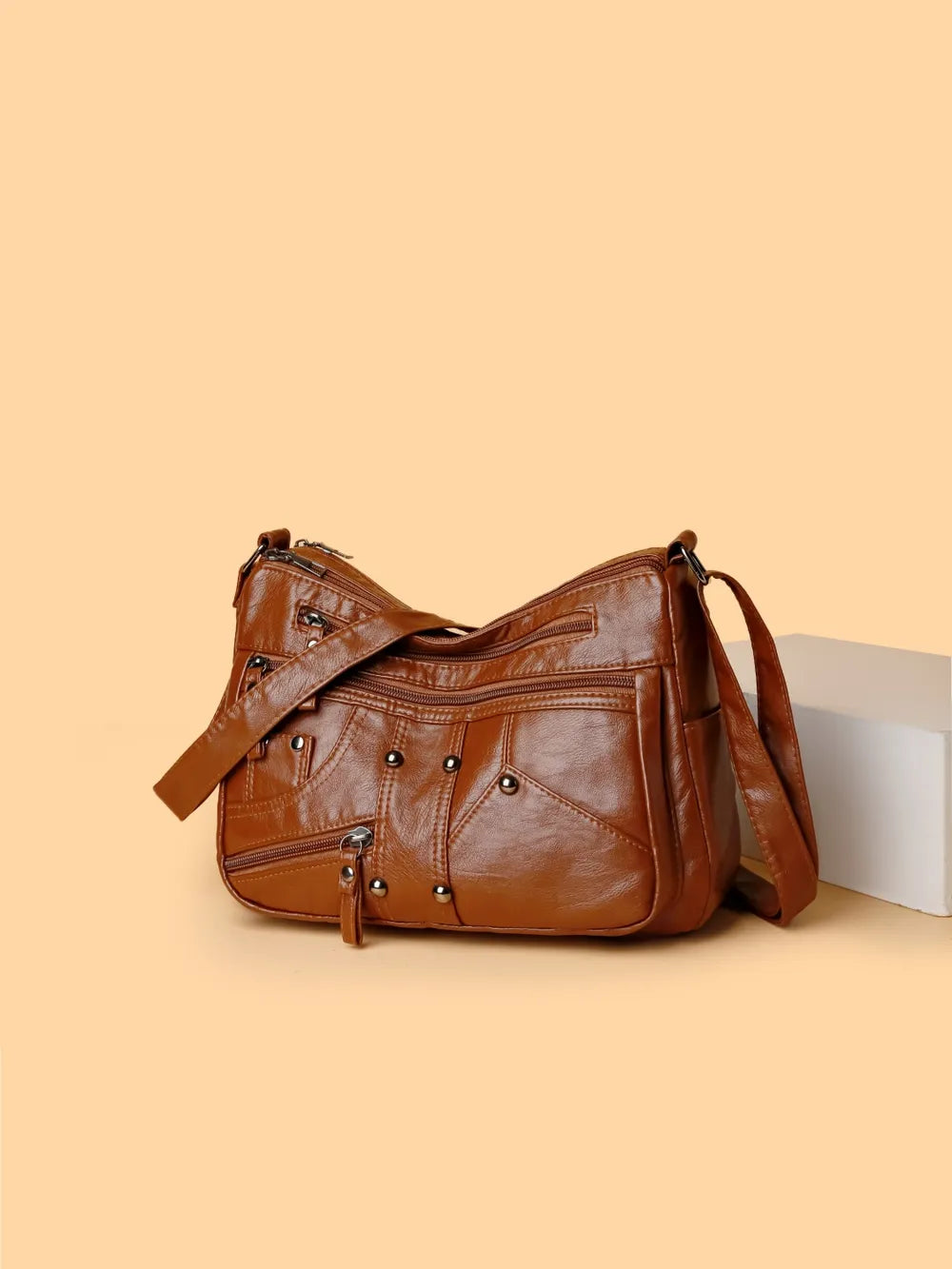 PU Leather Adjustable Strap Shoulder Bag - Korvel