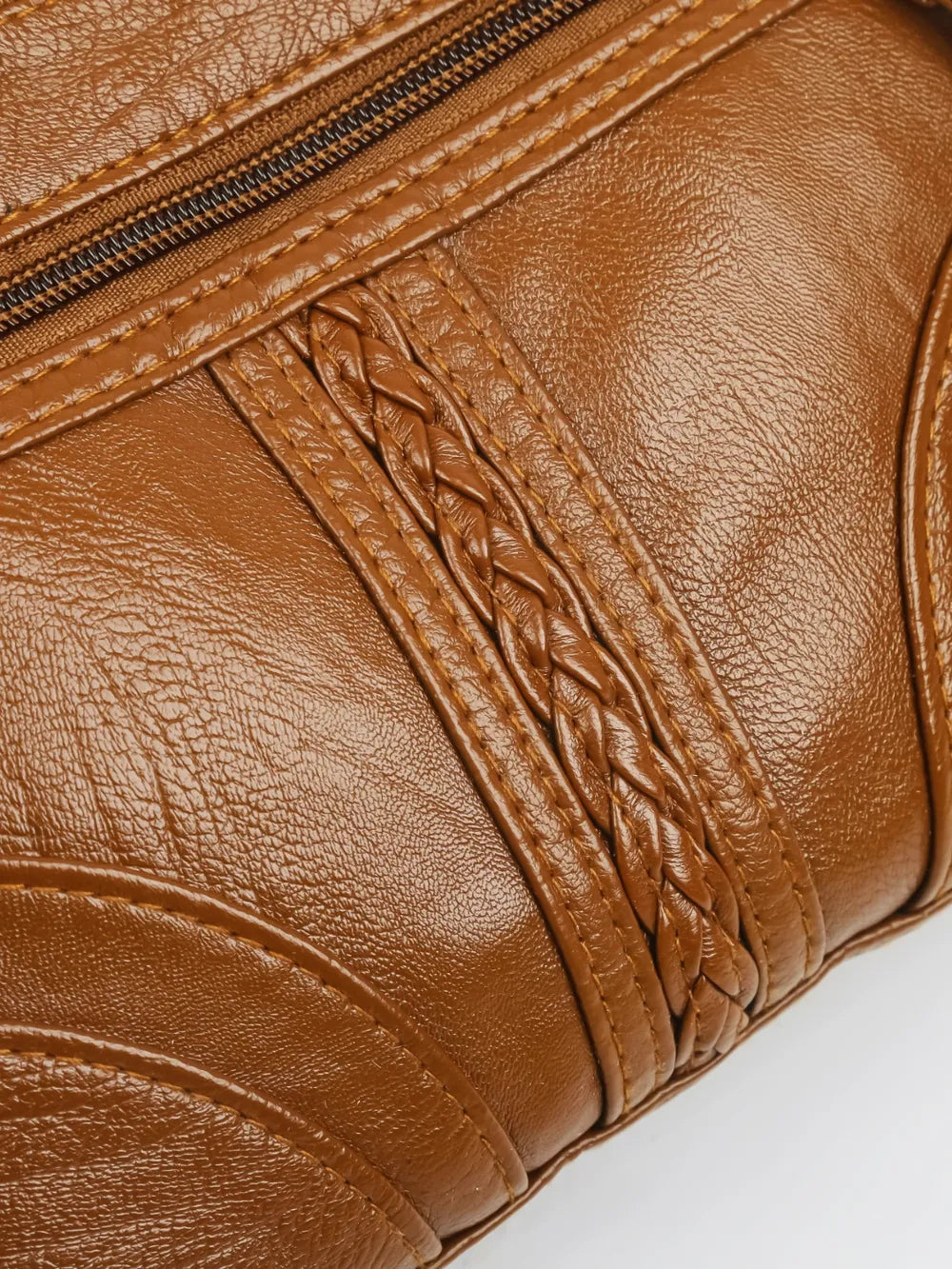 PU Leather Adjustable Strap Shoulder Bag - Korvel