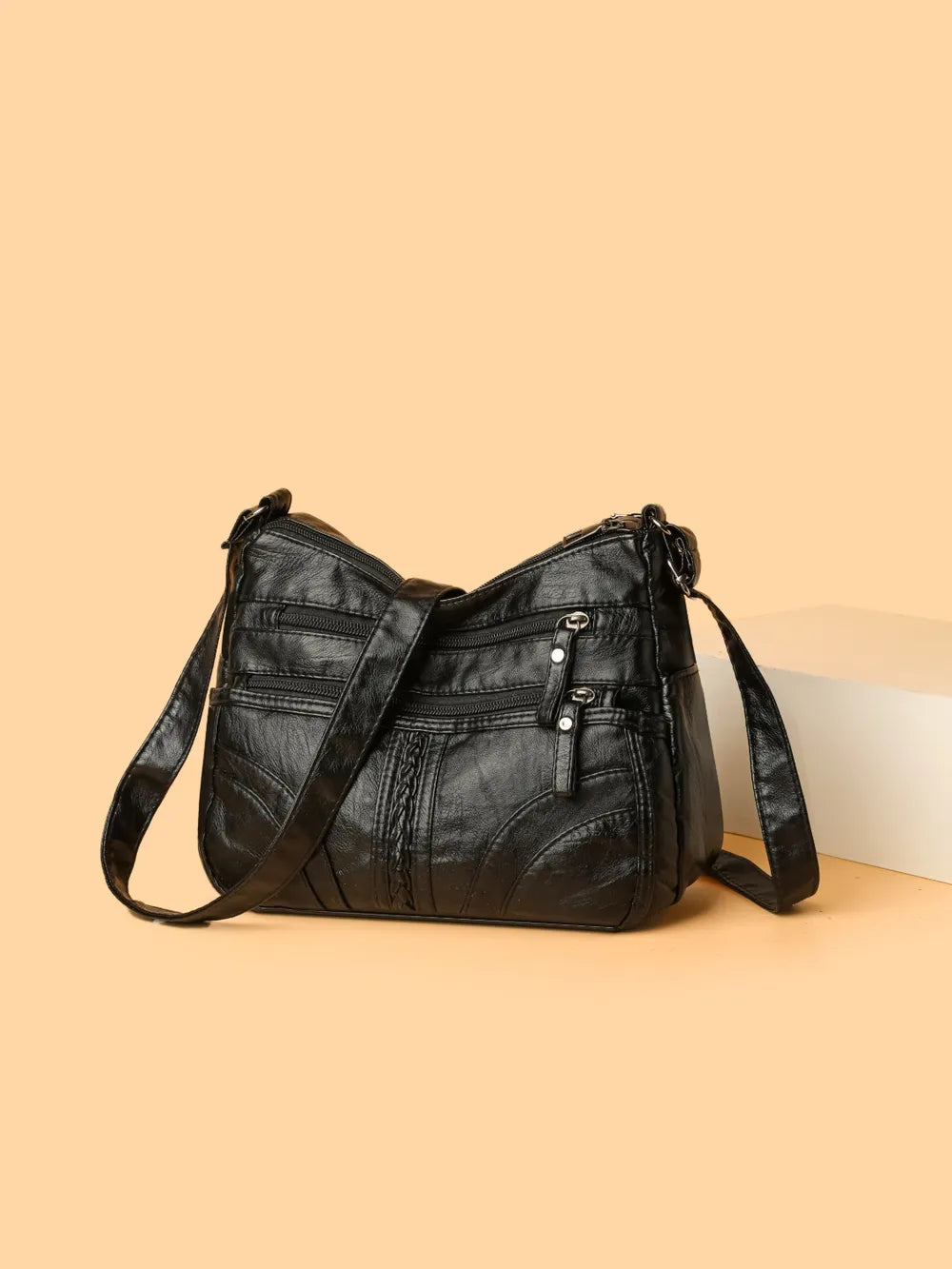 PU Leather Adjustable Strap Shoulder Bag - Korvel
