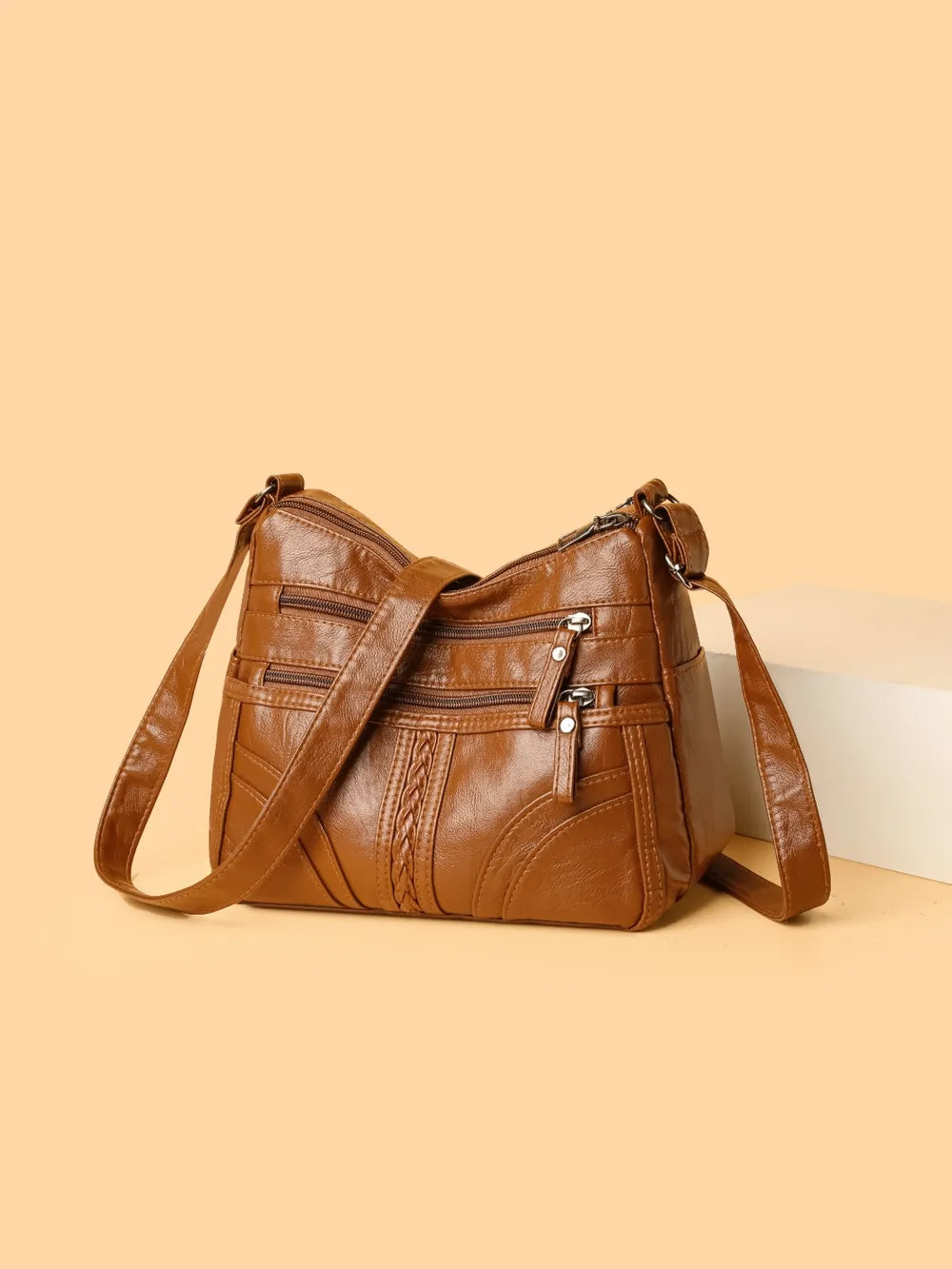PU Leather Adjustable Strap Shoulder Bag - Korvel