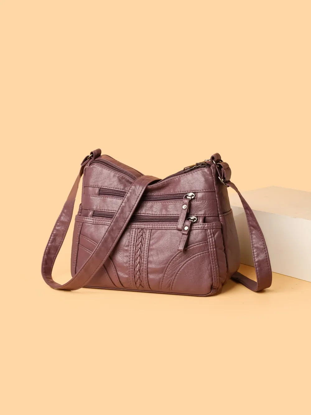 PU Leather Adjustable Strap Shoulder Bag - Korvel