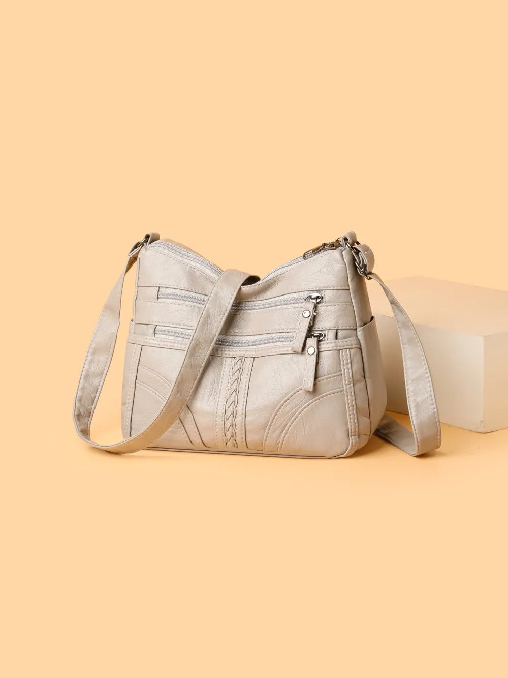 PU Leather Adjustable Strap Shoulder Bag - Korvel