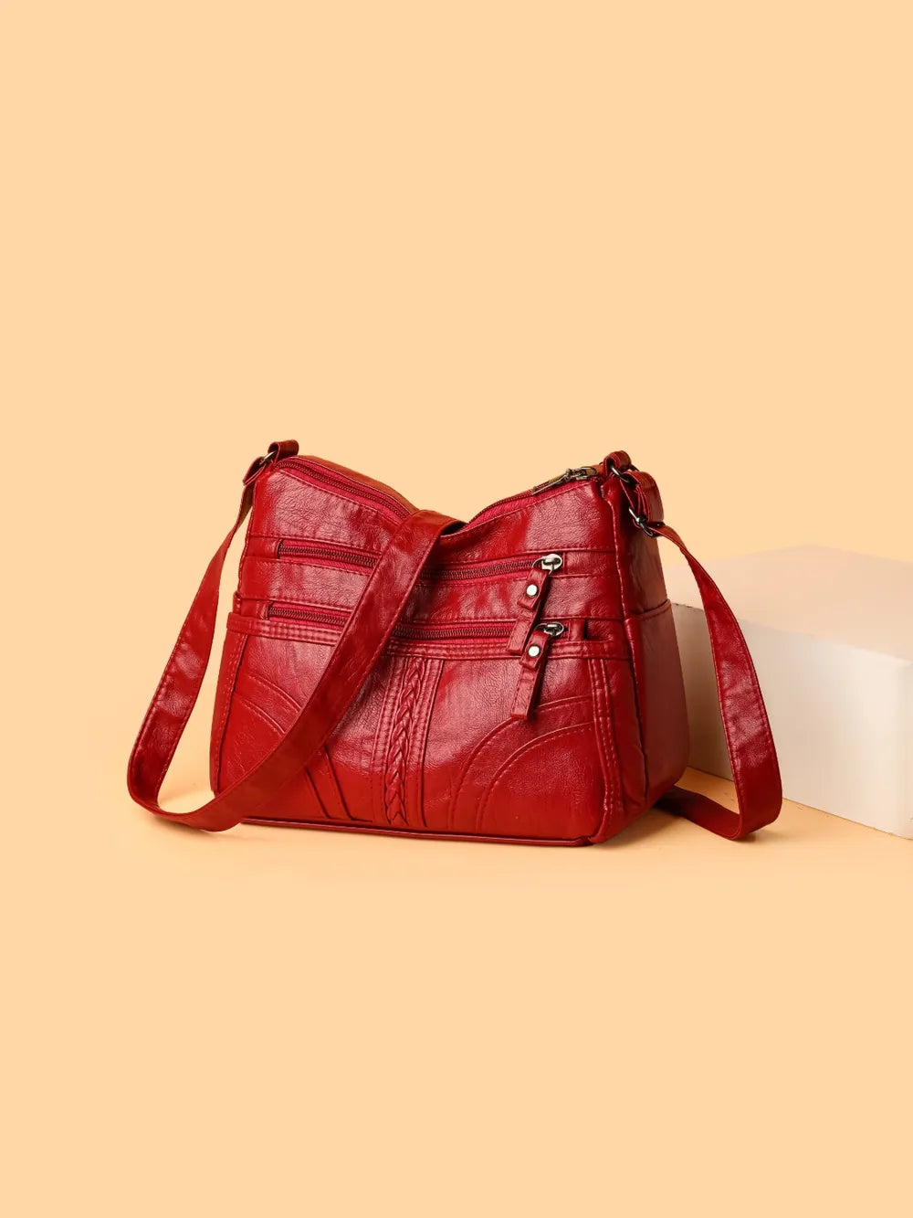 PU Leather Adjustable Strap Shoulder Bag - Korvel