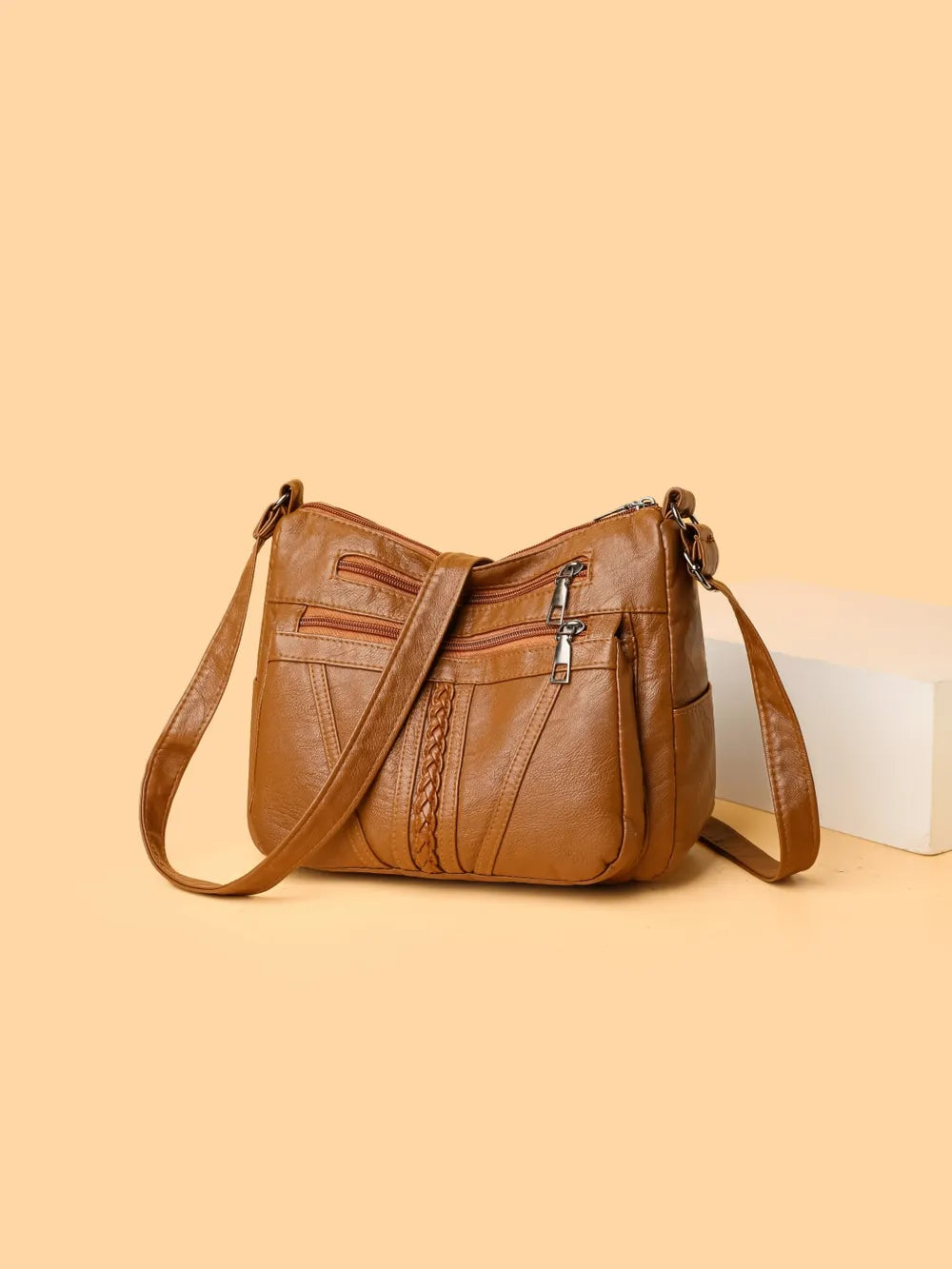 PU Leather Adjustable Strap Shoulder Bag - Korvel