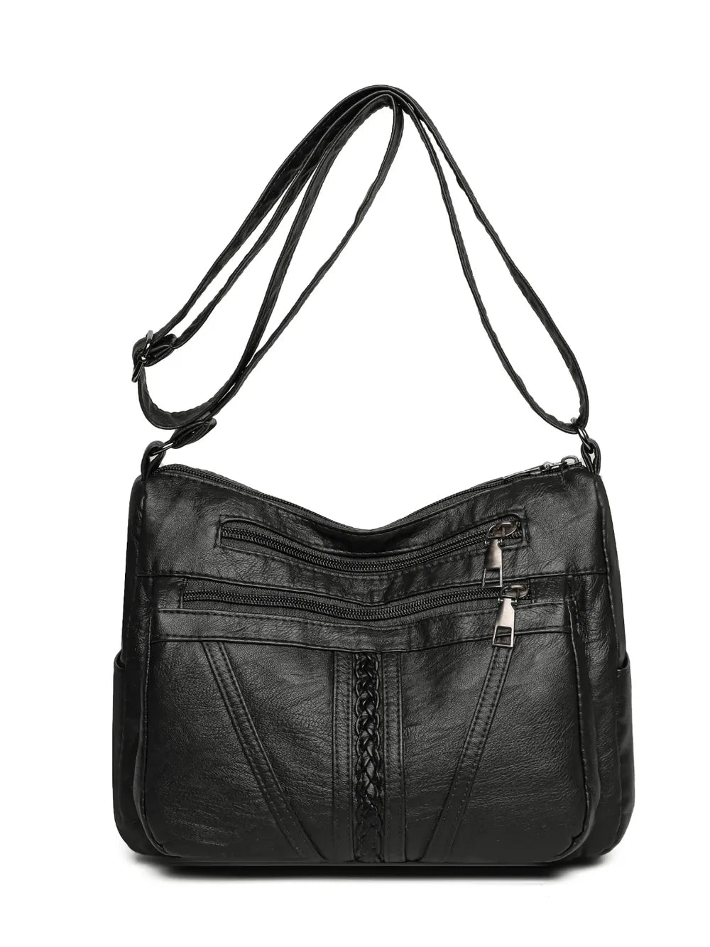 PU Leather Adjustable Strap Shoulder Bag - Korvel