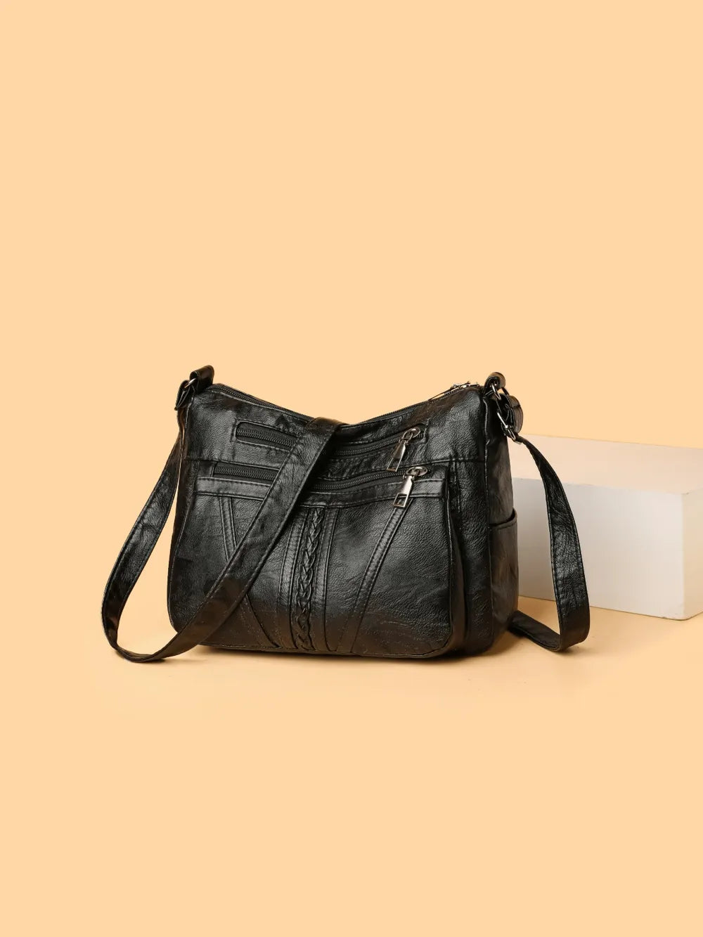 PU Leather Adjustable Strap Shoulder Bag - Korvel