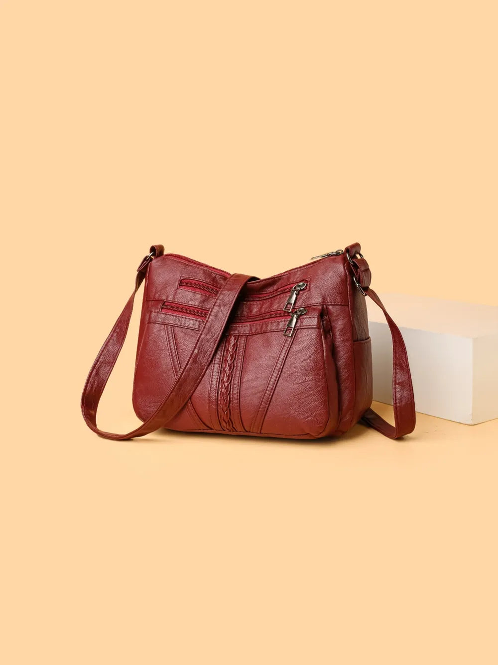 PU Leather Adjustable Strap Shoulder Bag - Korvel