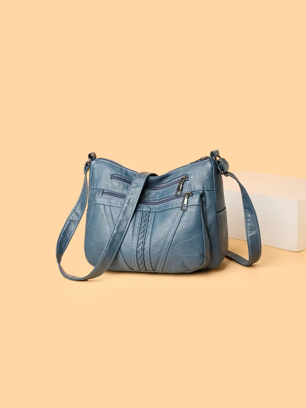 PU Leather Adjustable Strap Shoulder Bag - Korvel