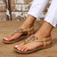 Sandales plates en cuir PU avec perles
