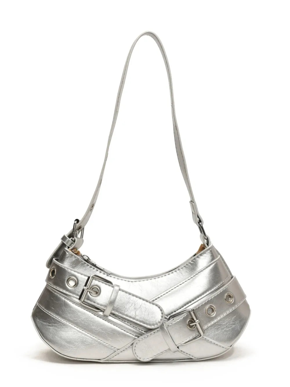 PU Leather Buckle Shoulder Bag - Korvel