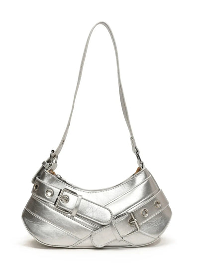 PU Leather Buckle Shoulder Bag - Korvel