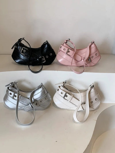 PU Leather Buckle Shoulder Bag - Korvel